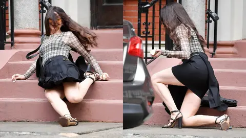 VIDEO: ¿Se lastimó? Anne Hathaway se cae en pleno rodaje y preocupa a sus fans