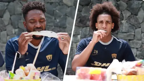 Extranjeros de Pumas se animan a probar dulces típicos mexicanos en el Día de la Independencia