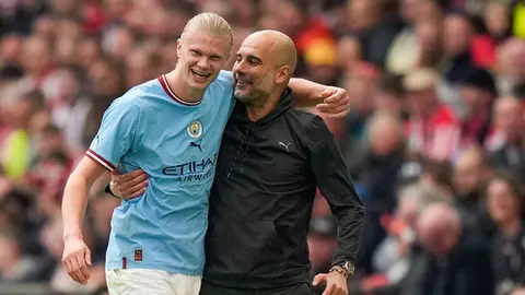 Pep Guardiola cree que Erling Haaland puede superar en goles en Champions a Messi y a CR7