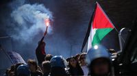 Manifestantes pro-Palestina se oponen al partido entre Italia e Israel