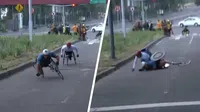 ¡Lamentable! Bache arruina la carrera a competidores en silla de ruedas en la Maratón de la Ciudad de México