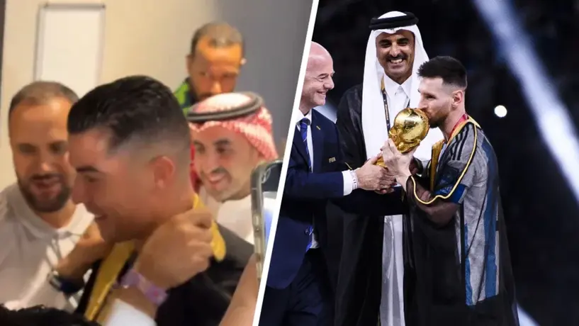 ¡Igual que en el Mundial! Cristiano Ronaldo vistió un bisht igual al de la coronación de Messi en Qatar