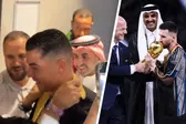 ¡Igual que en el Mundial! Cristiano Ronaldo vistió un bisht igual al de la coronación de Messi en Qatar