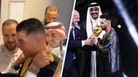¡Igual que en el Mundial! Cristiano Ronaldo vistió un bisht igual al de la coronación de Messi en Qatar