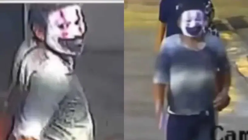 VIDEO: Captan a payaso acosando mujeres y robando cámara de seguridad en México