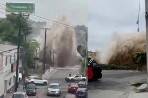 VIDEOS / Se revienta tubería: socavón, tacos volando y 600 colonias sin agua