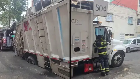 VIDEO: Camión vuelve a caer en socavón en la Cuauhtémoc ¿Qué está pasando?