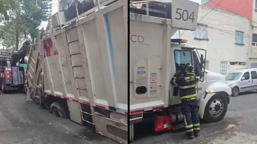 VIDEO: Camión vuelve a caer en socavón en la Cuauhtémoc ¿Qué está pasando?
