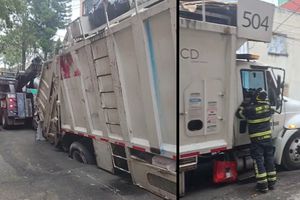 VIDEO: Camión vuelve a caer en socavón en la Cuauhtémoc ¿Qué está pasando?