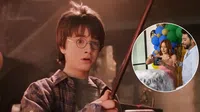 Magia viral: influencer convierte revelación de género en escena de Hogwarts