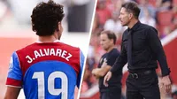 Julián Álvarez molesto con Simeone por ser sustituido en empate del Atlético de Madrid