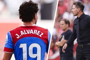Julián Álvarez molesto con Simeone por ser sustituido en empate del Atlético de Madrid