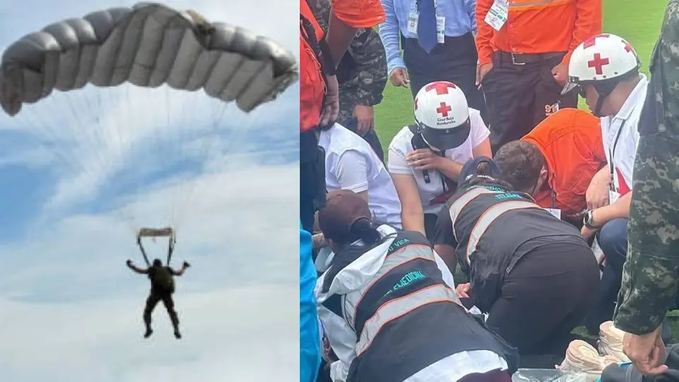 VIDEO: Tragedia en Desfile Militar: paracaidista cae mientras ondeaba la bandera
