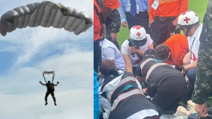 VIDEO: Tragedia en Desfile Militar: paracaidista cae mientras ondeaba la bandera
