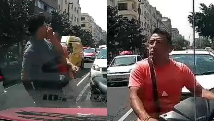 VIDEO: Motociclista choca contra taxista y además lo noquea en pleno Centro Histórico