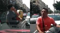 VIDEO: Motociclista choca contra taxista y además lo noquea en pleno Centro Histórico