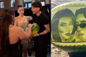 VIDEO / Peso Pluma y Kenia Os reciben el regalo más original: una sandía con sus caras