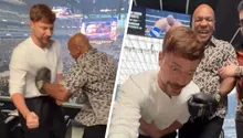 MrBeast recibe un golpe de Mike Tyson previo a la pelea Canelo vs Crawford en Las Vegas