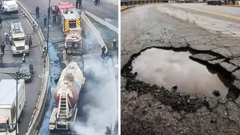 Fiscalía aclara si un BACHE causó la volcadura de la pipa de gas