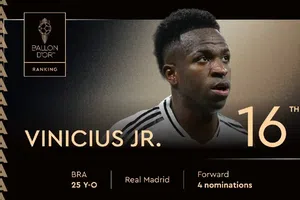 ¡Adiós Top 10! Vinicius cae hasta la posición 16 en el ranking del Balón de Oro