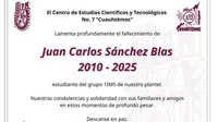 IPN lamenta la muerte de su estudiante Juan Carlos Sánchez Blas tras explosión de pipa en Iztapalapa