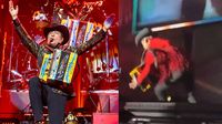 Jorge Hernández de Los Tigres del Norte sufre caída en pleno concierto… ¡pero no deja de cantar!