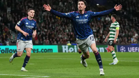 Kai Havertz  celebra el gol en la Ida l AP