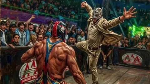 Ataque del Grande Americano sobre el Original recreado con IA | IG: @elgrandeamericanowwe