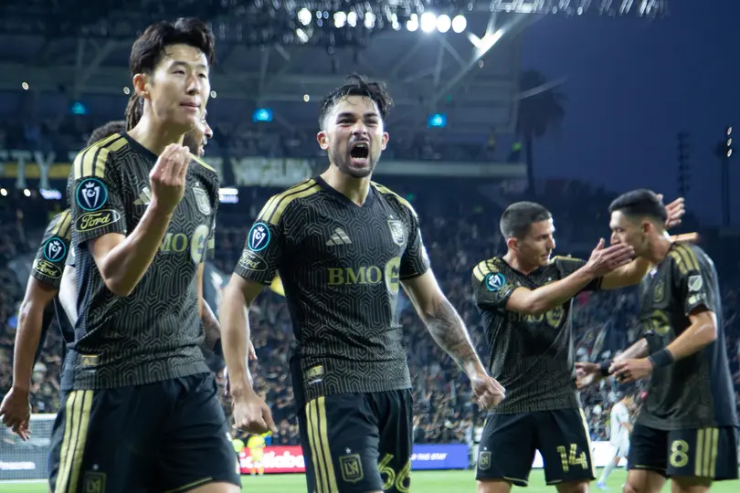Son en celebración con LAFC en el partido de ida de los Cuartos de Final de la Copa de Campeones Concacaf | MEXSPORT