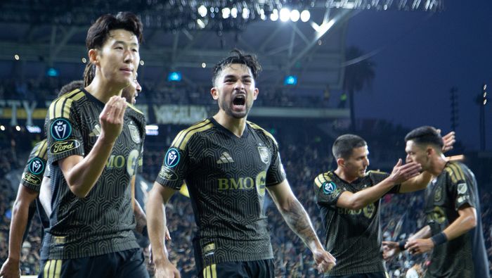 Son en celebración con LAFC en el partido de ida de los Cuartos de Final de la Copa de Campeones Concacaf | MEXSPORT