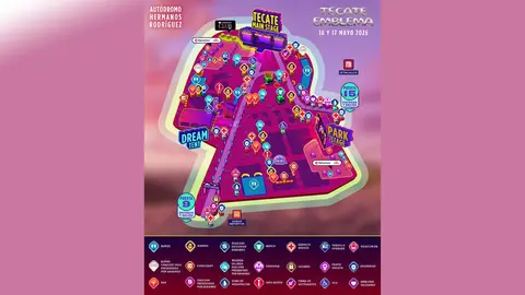 Estas serán todas las áreas dentro del festival para que vayas checando cada unos de los espacios / FB: @TecateEmblema