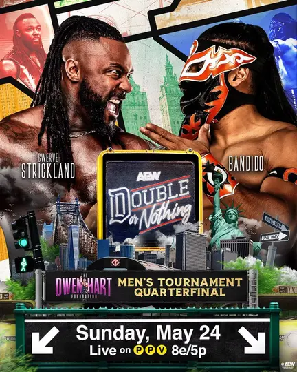 Póster oficial de Bandido contra Swerve Strickland en Double or Nothing | AEW