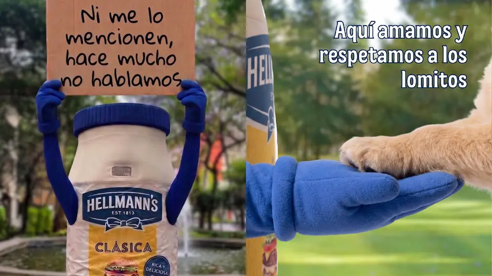 La marca del producto respaldó el buen trato a los animales, en especia a los perritos / IG: @hellmannsmexico