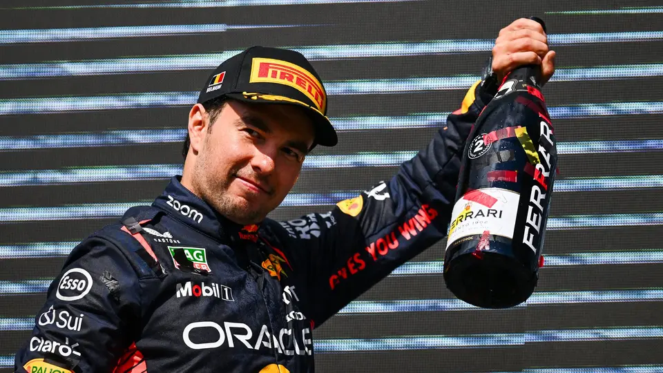 Checo Pérez en el podio del Gran Premio de Bélgica 2023 | RED BULL