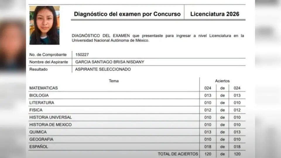 La joven de 17 años asegura que su resultado fue producto de su preparación académica / Redes Sociales