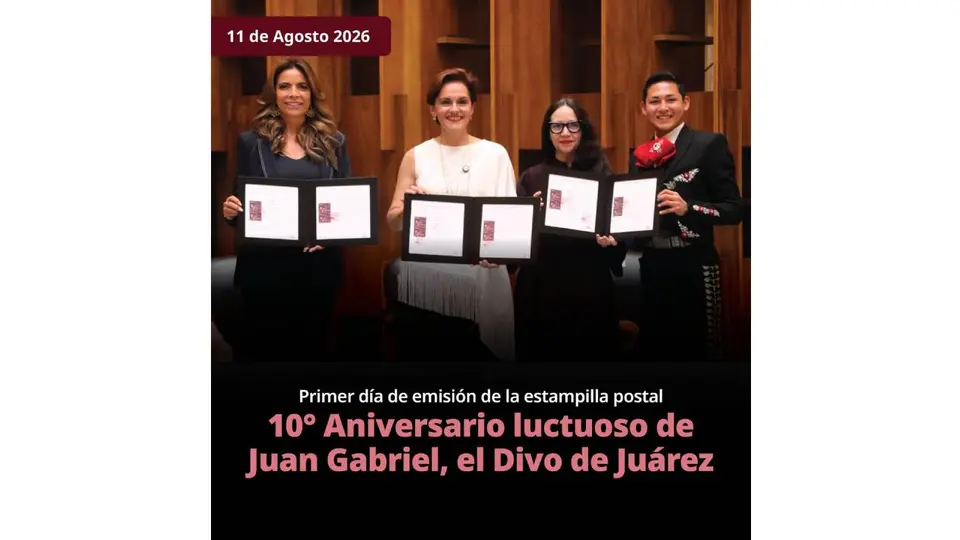 La imagen elegida para las estampillas proviene de las sesiones de Recuerdos II, álbum publicado por Juan Gabriel en 1984./ X: @CorreosdeMexico