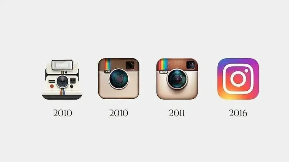 Instagram ha modificado su identidad visual en distintas ocasiones desde sus primeros diseños inspirados en cámaras fotográficas.