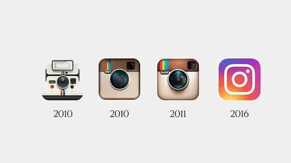 Instagram ha modificado su identidad visual en distintas ocasiones desde sus primeros diseños inspirados en cámaras fotográficas.