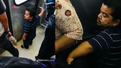 Captan a hombre de talla baja con la mano dentro de la bolsa de una pasajera en el Metro CDMX
