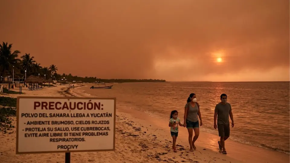 La presencia de polvo del Sahara puede generar cielos brumosos y atardeceres con tonalidades rojizas / Gemini