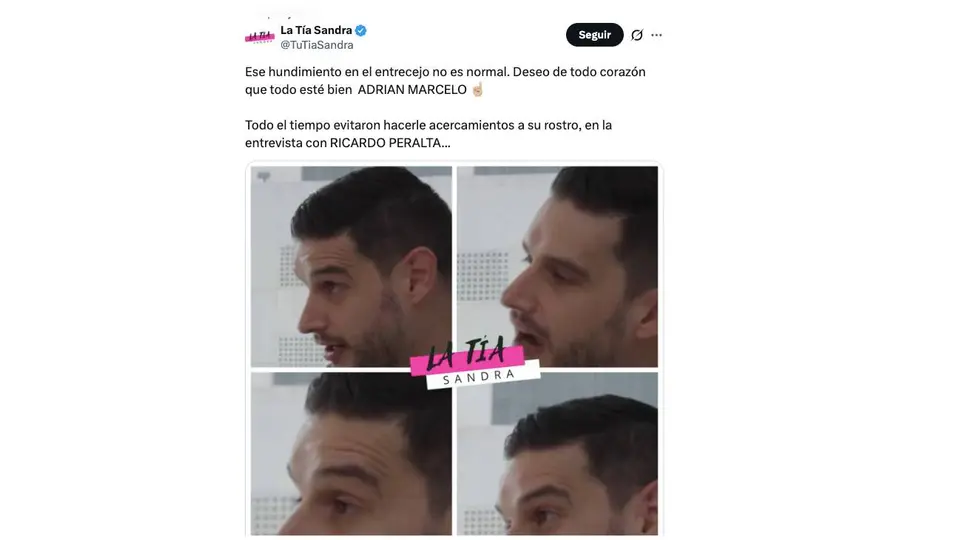 Las imágenes de Adrián Marcelo durante su entrevista con Ricardo Peralta comenzaron a circular en redes sociales./ X: @TuTiaSandra