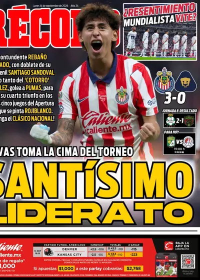Portada RÉCORD 14 de septiembre de 2026