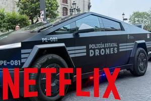 VIDEO: Captan a policías de Jalisco viendo Netflix en la pantalla de su patrulla Cybertruck