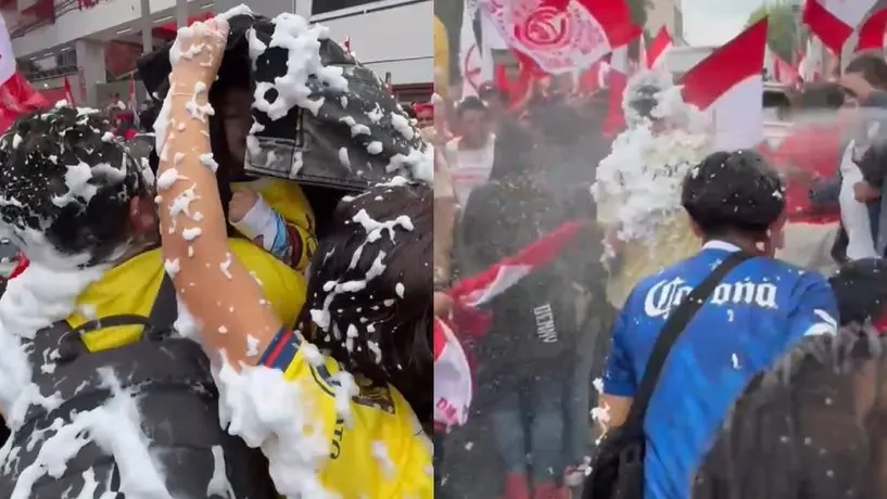 Afición de Toluca 'bañó' en espuma a americanista a las afueras del Nemesio Diez
