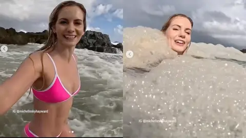 VIDEO: ¿Espuma marina? ¡Era popó!: influencer prueba el agua y lo sube a redes