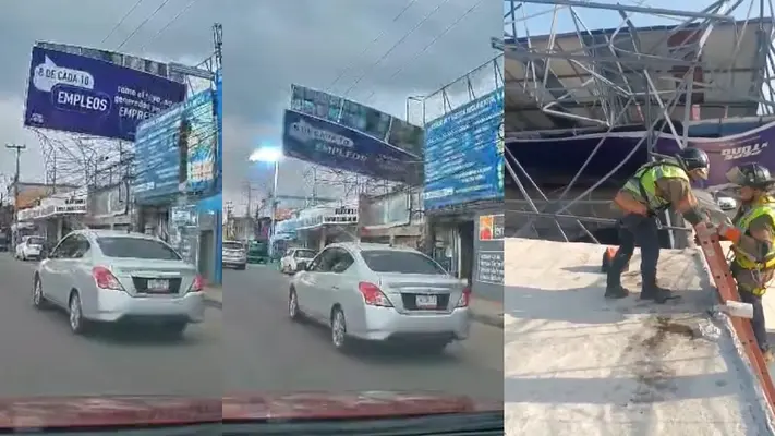 Video: Fuertes vientos derrumban espectacular de 25 metros causando una explosión