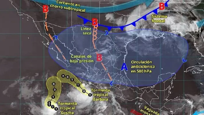 Bárbara ya es huracán categoría 1: fuertes lluvias y oleaje en el Pacífico mexicano