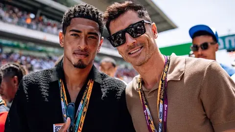 ¿Y la rivalidad? Jude Bellingham y Robert Lewandoswki se dejan ver juntos en el GP de España
