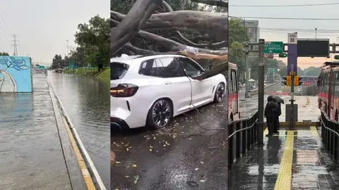 Fuerte lluvia causa caos en CDMX: calles cerradas, árboles caídos y Metro detenido