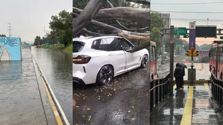 Fuerte lluvia causa caos en CDMX: calles cerradas, árboles caídos y Metro detenido